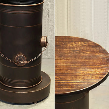 21.7" Industrial Distressed Bar Table with Solid Wood Round Top